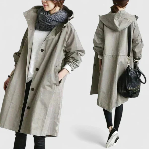 Stay warm in this women's oversized winter coat. Comfortable long jacket with versatile style for cold days.