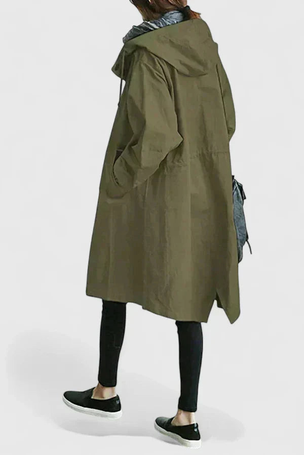 Relaxed fit women's oversized coat, a comfortable long jacket for stylish fall & winter fashion.