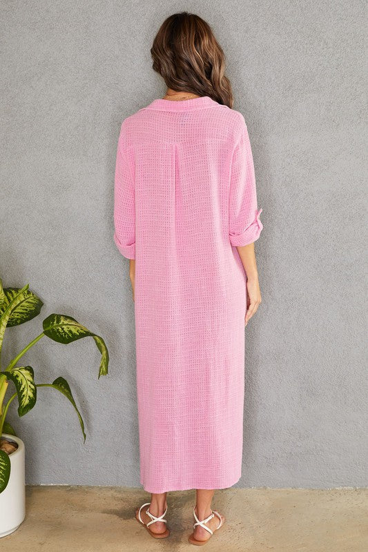 Chic and breezy: women's oversized maxi shirt dress for summer