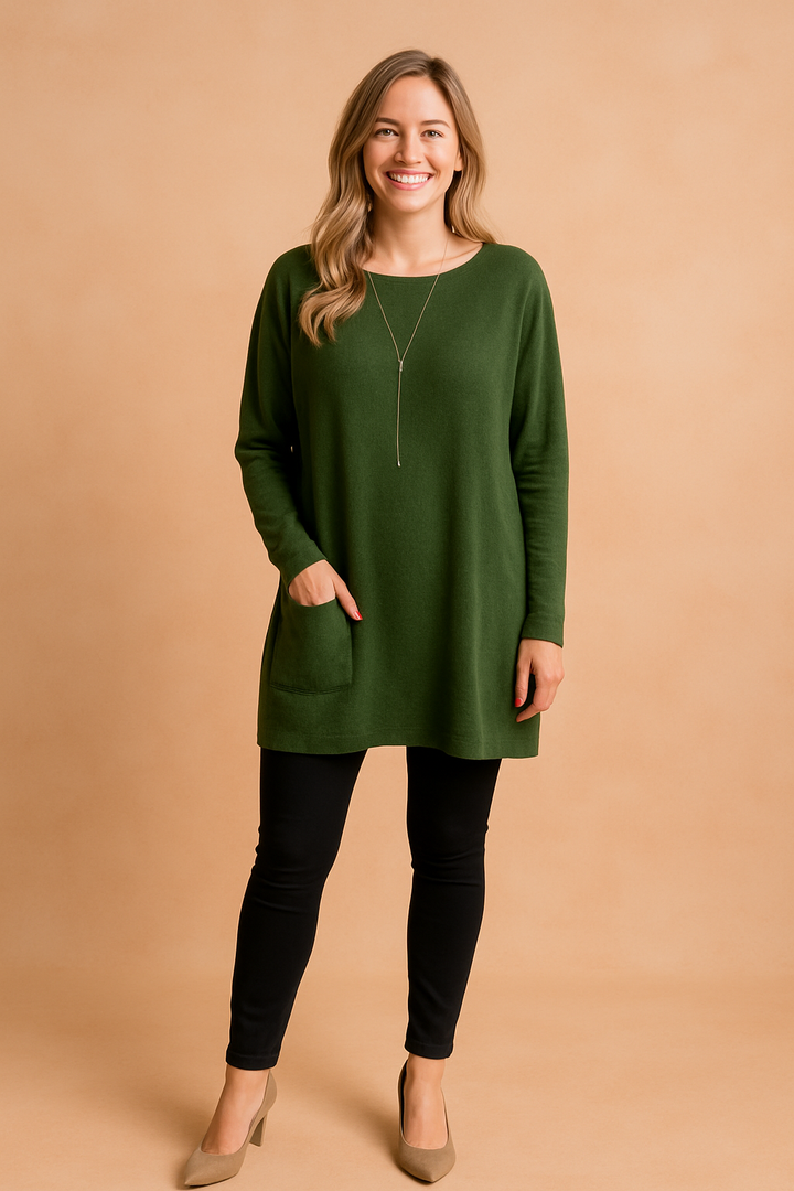 Stylish women's pocket sweater, the ultimate in casual everyday comfort and style.