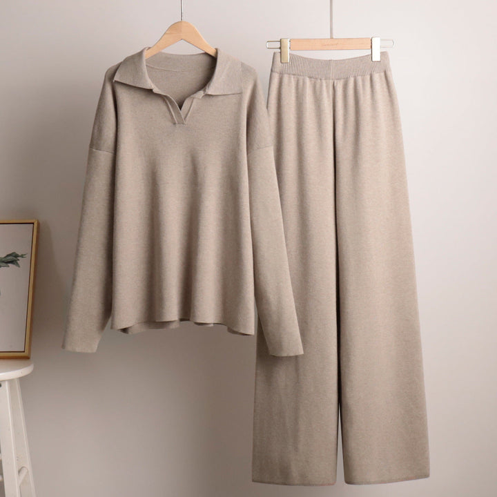Comfortable wide leg trousers, a key piece of the women's oversized polo lounge set. Great for casual fashion.