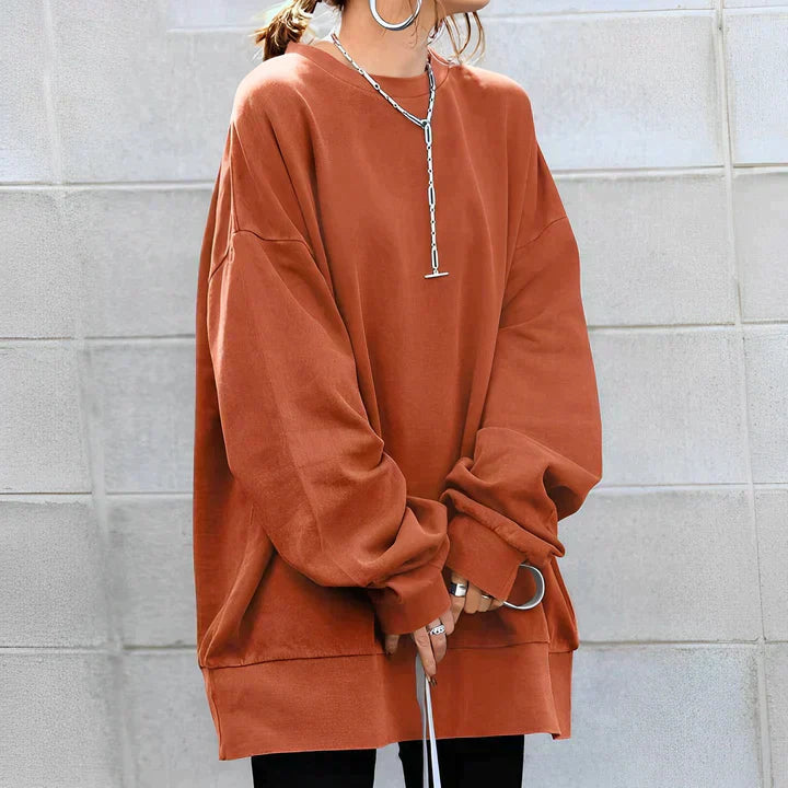 Soft women's oversized tunic sweater. Cozy & stylish long sleeve, crewneck design, perfect for fall and winter wear.