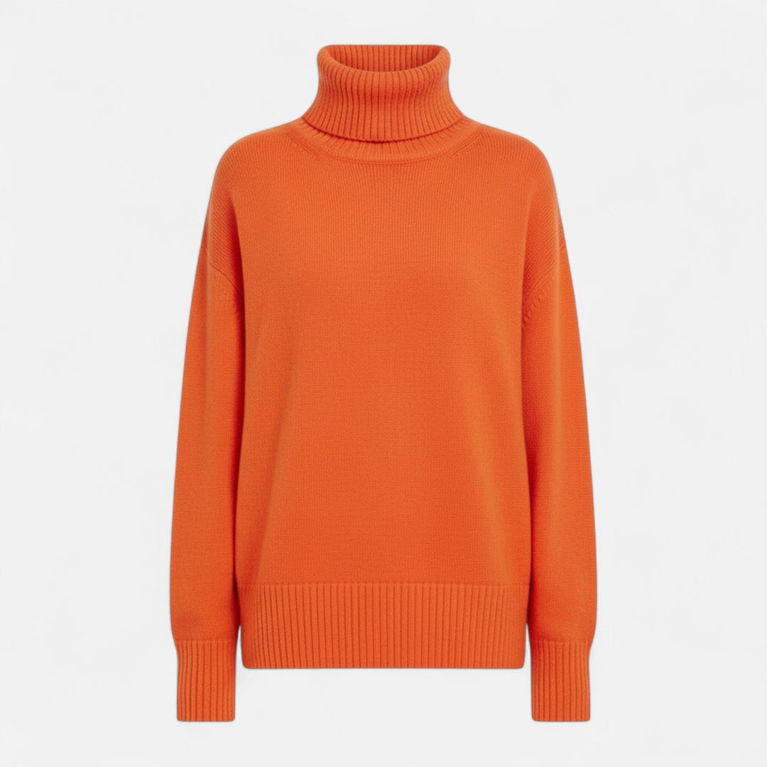 Chunky knit turtleneck sweater for women, offering superior warmth and comfort.