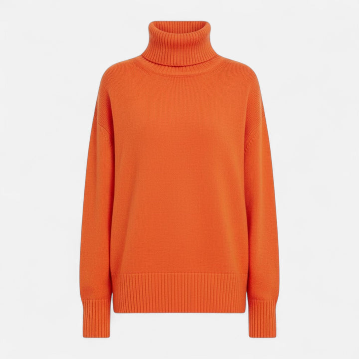 Chunky knit turtleneck sweater for women, offering superior warmth and comfort.