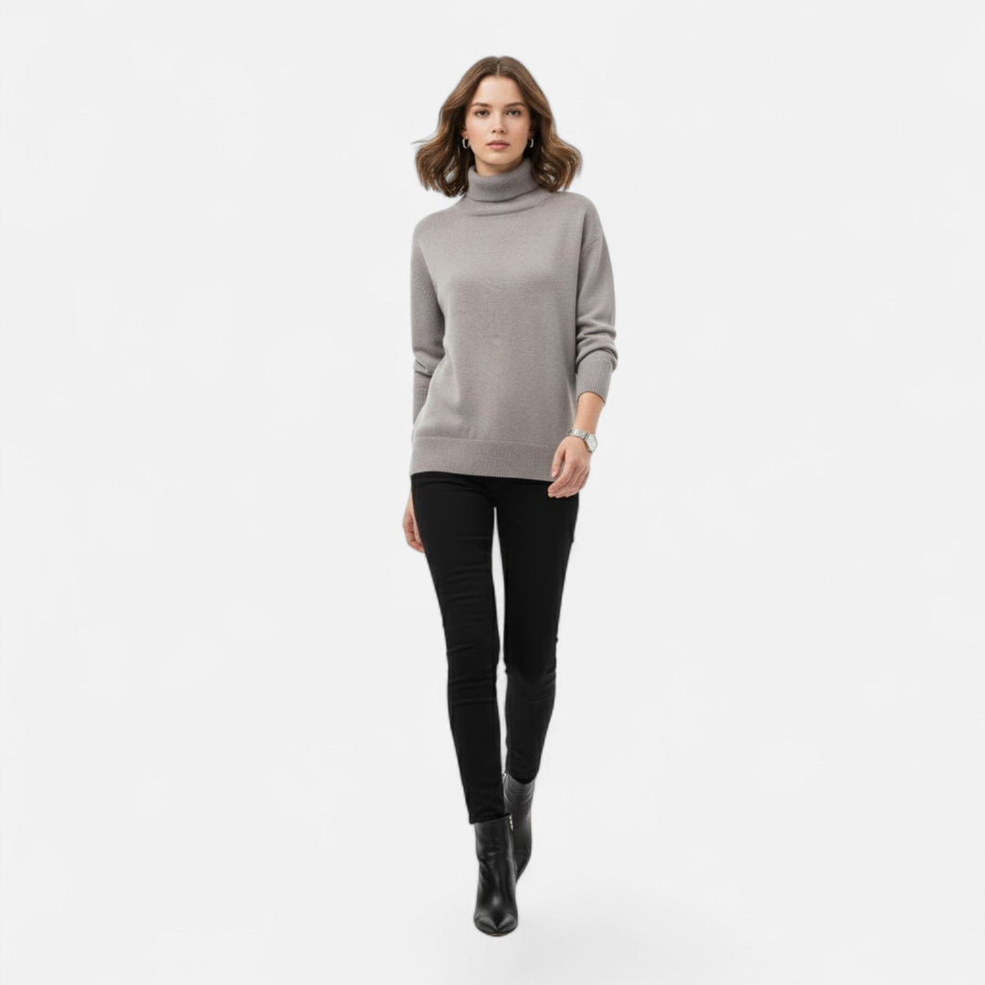 Cozy, warm, long sleeve turtleneck sweater for women, ideal for casual wear.