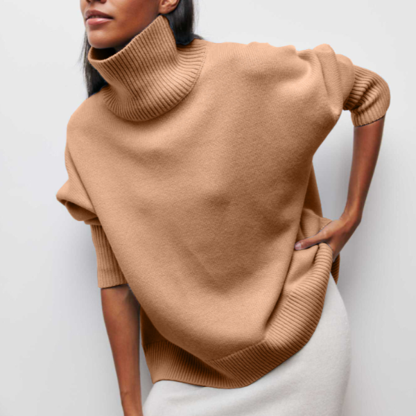 Elegant women's oversized turtleneck sweater. Perfect for casual wear & stylish fall outfits.