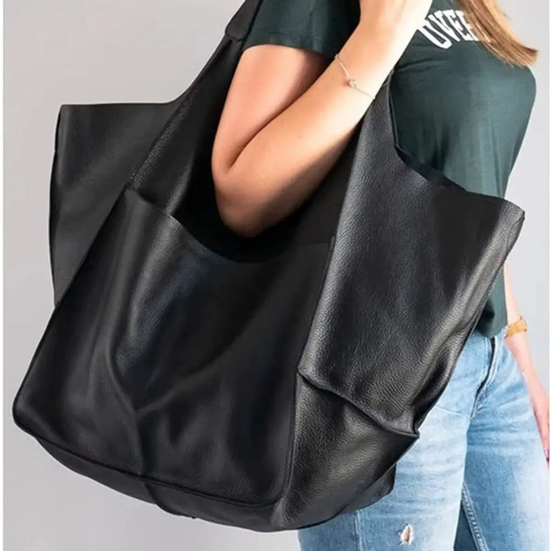 Everyday carry vegan leather bag, a spacious shoulder tote for women.