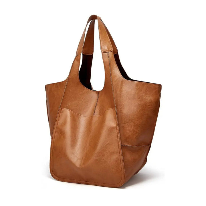 Professional women's work bag: an elegant oversized vegan leather shoulder tote.