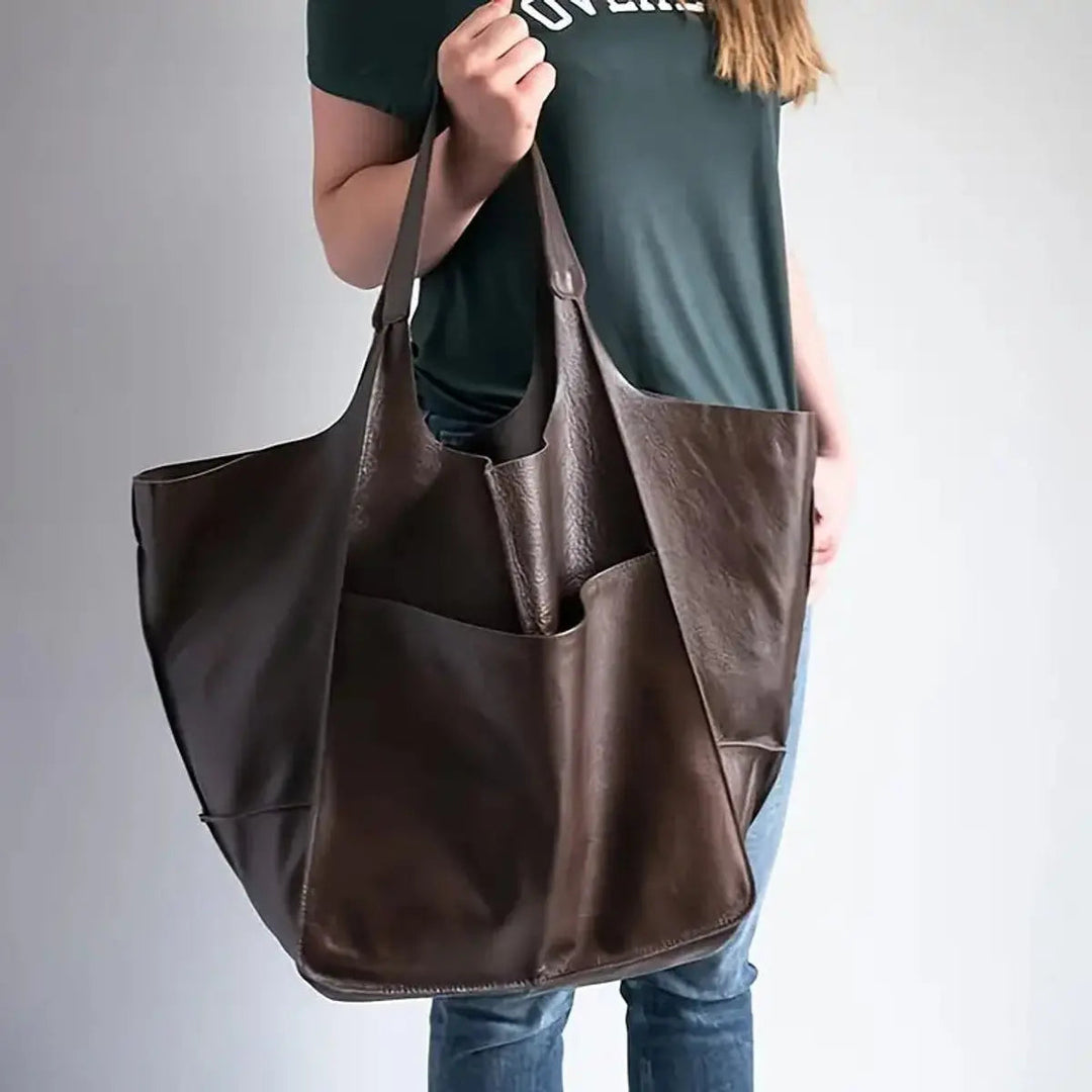 Durable vegan leather tote bag, a practical women's everyday carry accessory.