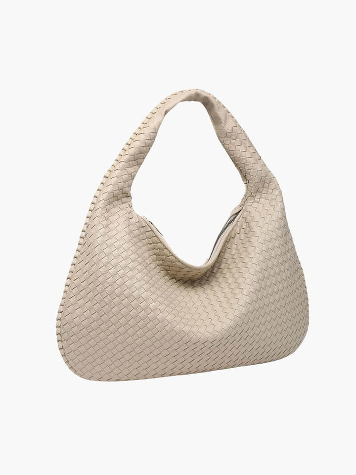 Spacious women's shoulder bag with stylish woven texture, an everyday essential.