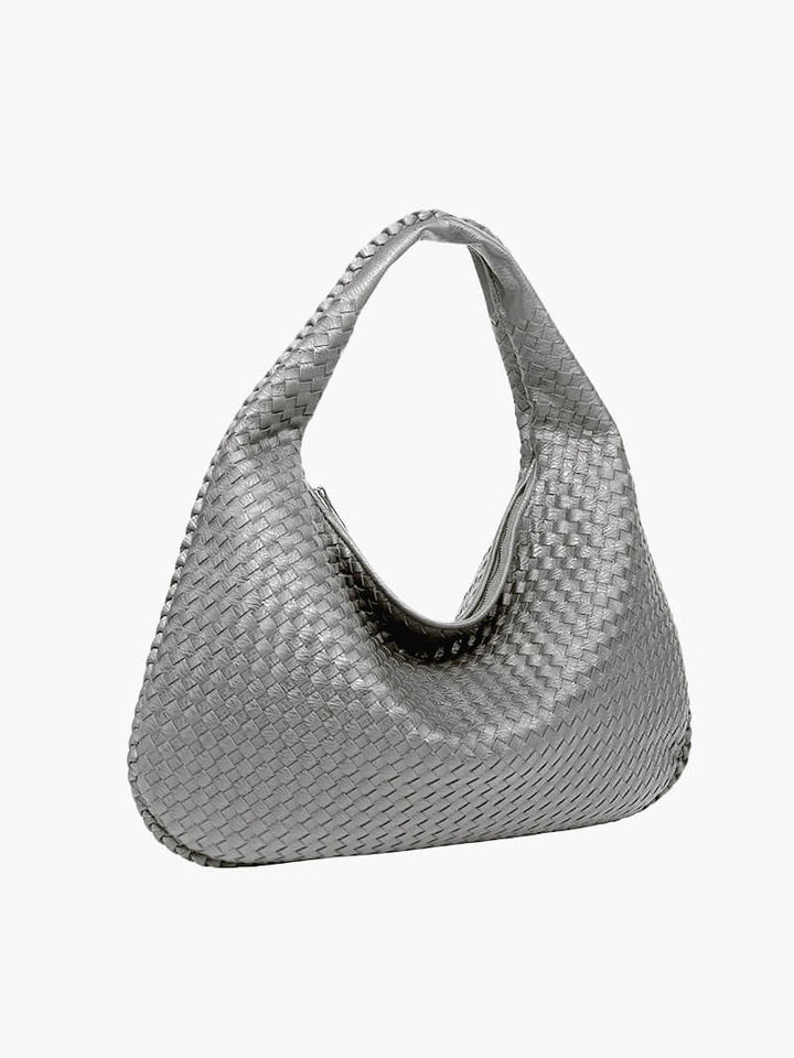 Stylish minimalist tote for women, great for everyday carry, woven texture.