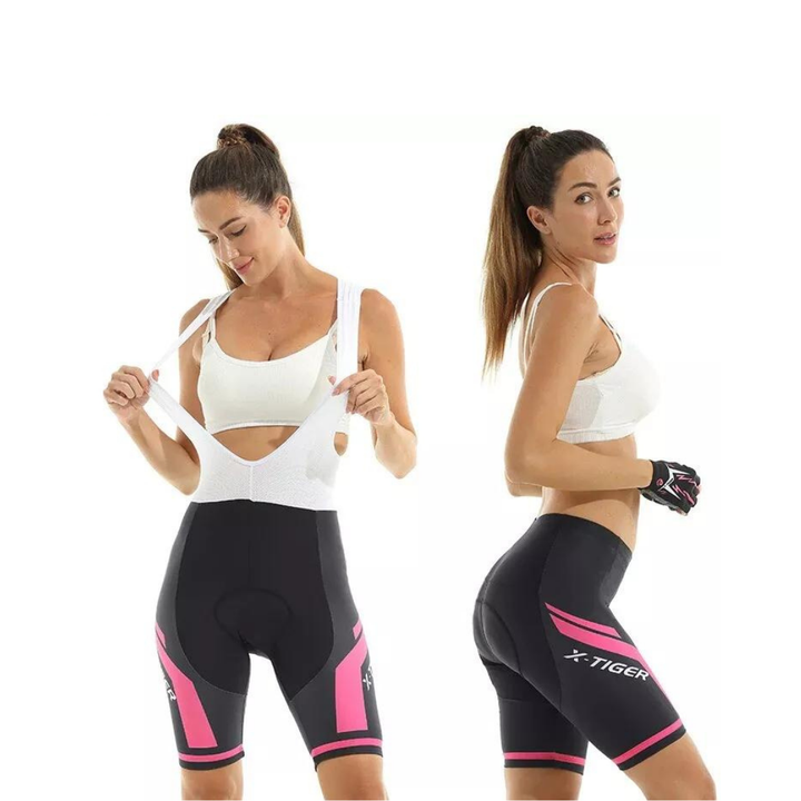 Breathable women's padded bike shorts with comfort fit design, ideal for all types of cycling and activewear.