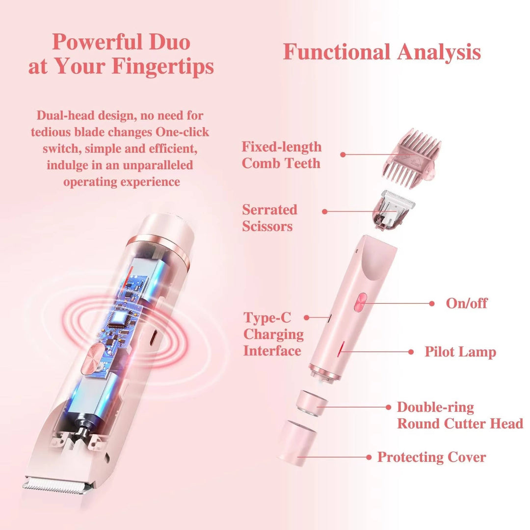 IPX7 waterproof women's body groomer for comfortable wet/dry painless shaving & smooth pubic area.