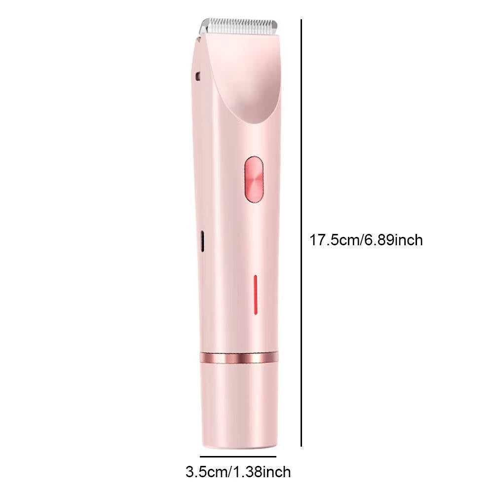 Cordless women's pubic & body trimmer with ceramic blades for painless, smooth skin. IPX7 wet/dry shaver.
