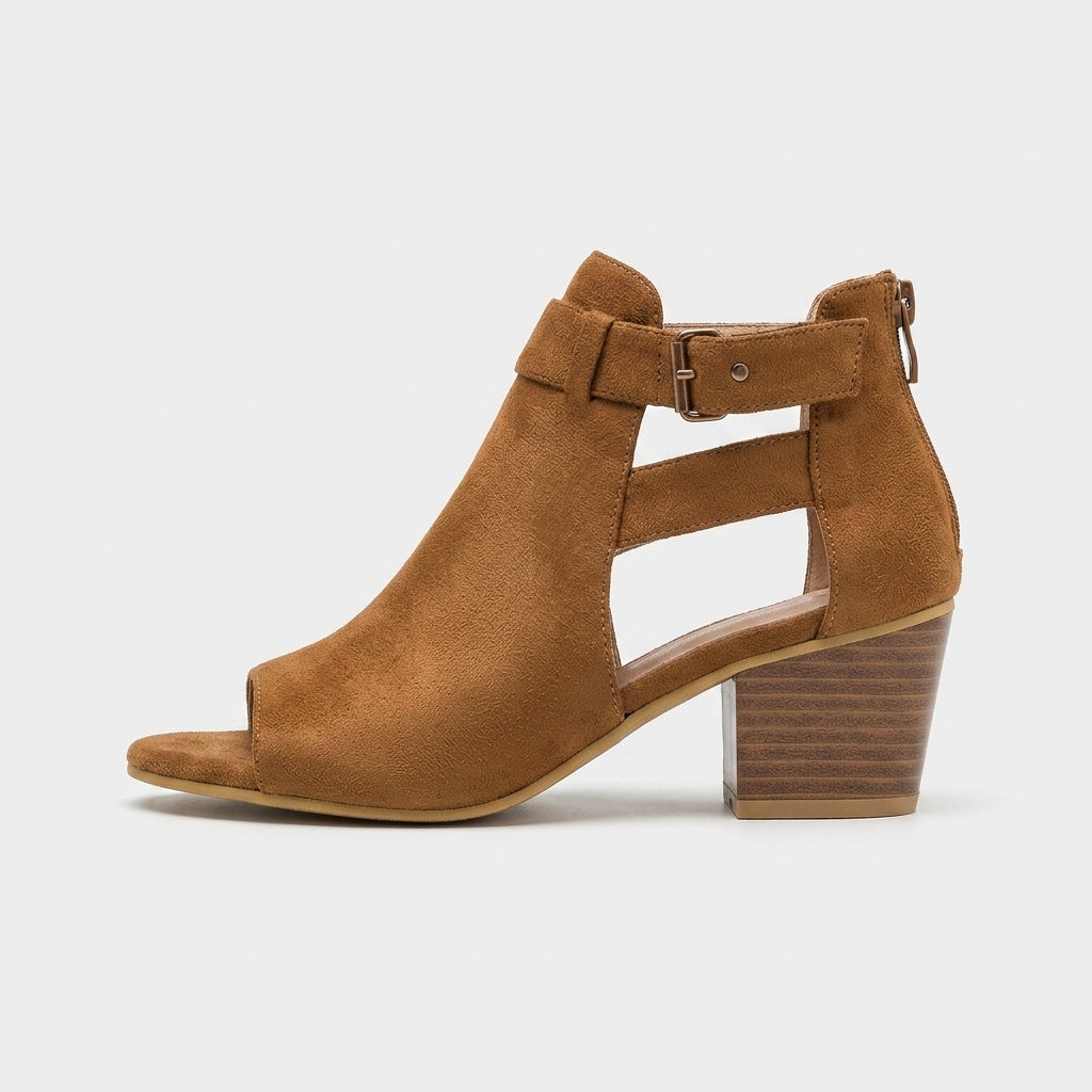 Everyday women's sandals: peep toe, stable block heel, chic cut-out ankle strap. Comfortable for all-day wear.