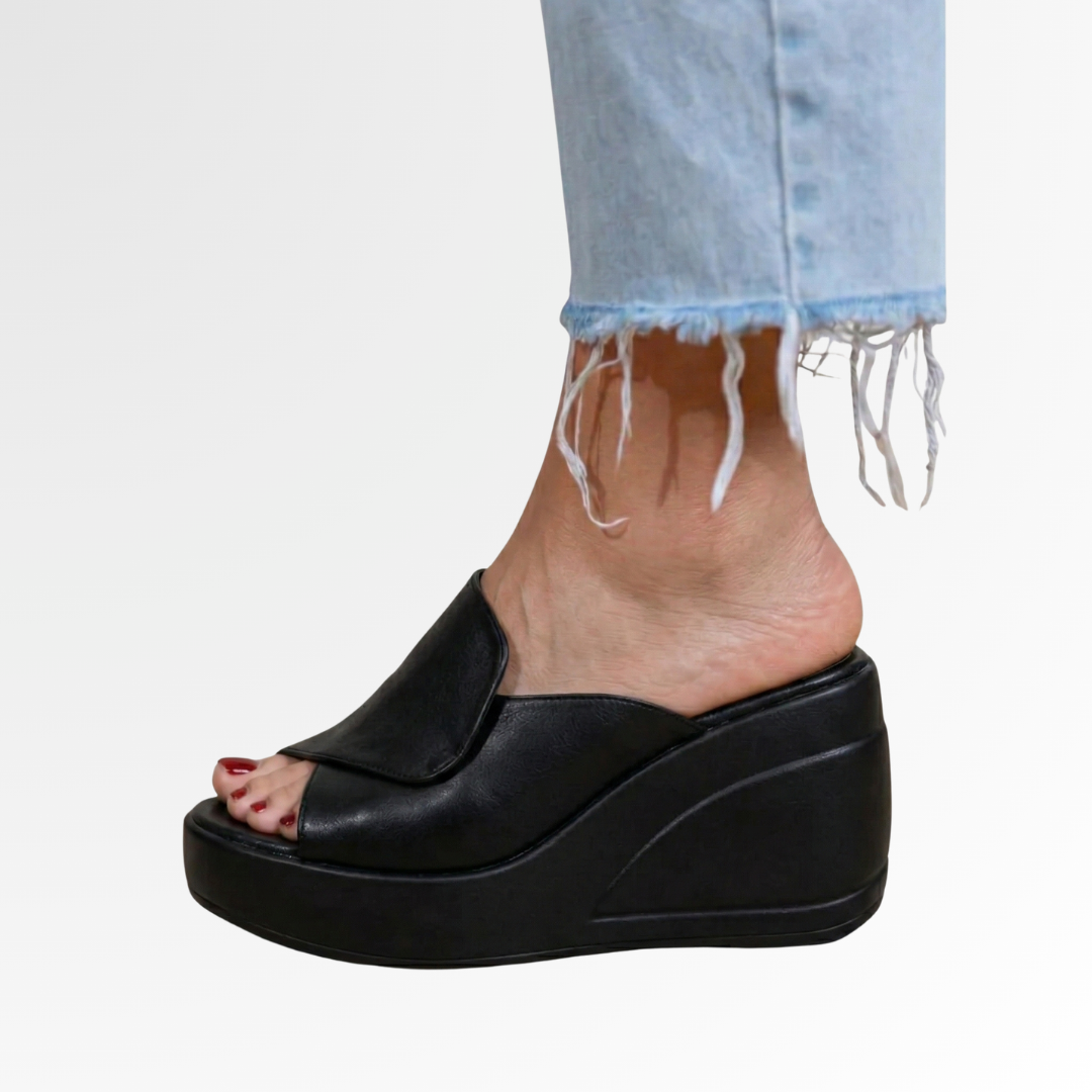Women's peep toe orthopedic wedge sandals for all-day comfort, featuring arch support & stylish platform.