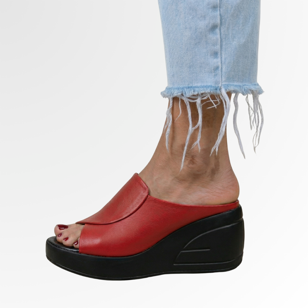 Comfortable women's orthopedic peep toe wedge sandals, perfect casual summer footwear with arch support.