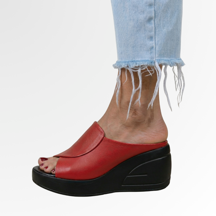 Comfortable women's orthopedic peep toe wedge sandals, perfect casual summer footwear with arch support.