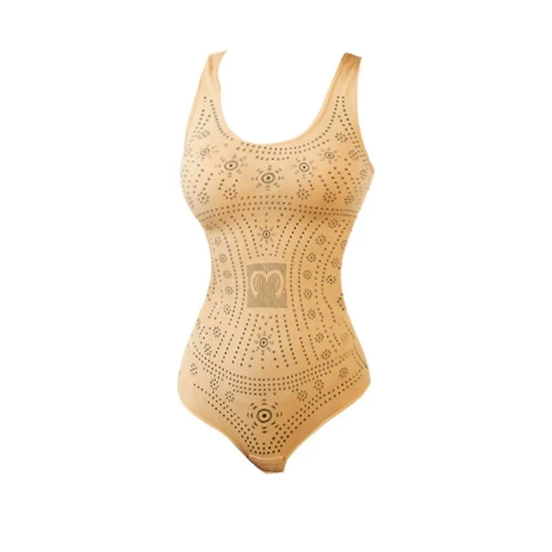Women's body shaper undergarment, scoop neck, sleeveless. Firm control with perforated design.