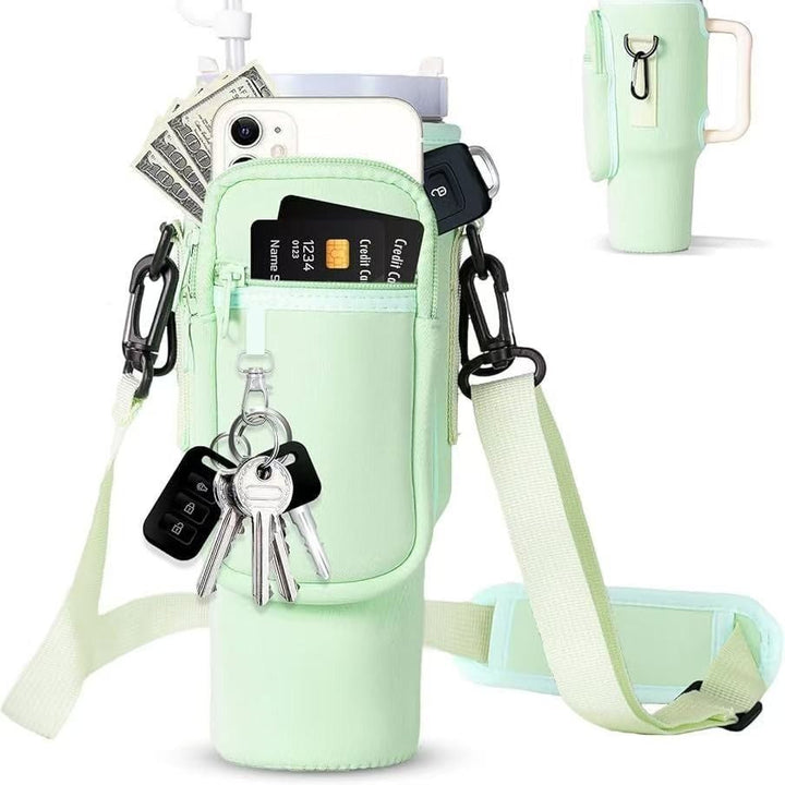 Gift-ready women's thermal water bottle with a high-quality, adjustable strap carry bag.