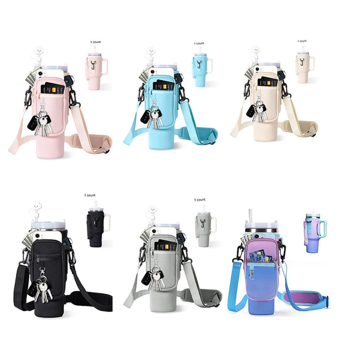 Stylish thermal water bottle for women, 1200ml, with adjustable strap carry bag, eco-friendly.