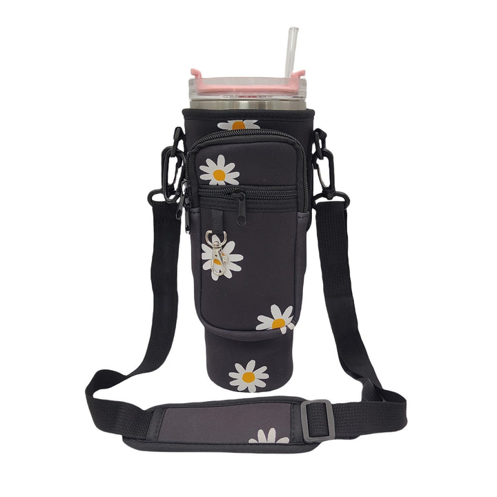 Health-conscious women's insulated water bottle, ensures pure taste, includes a protective carry bag.