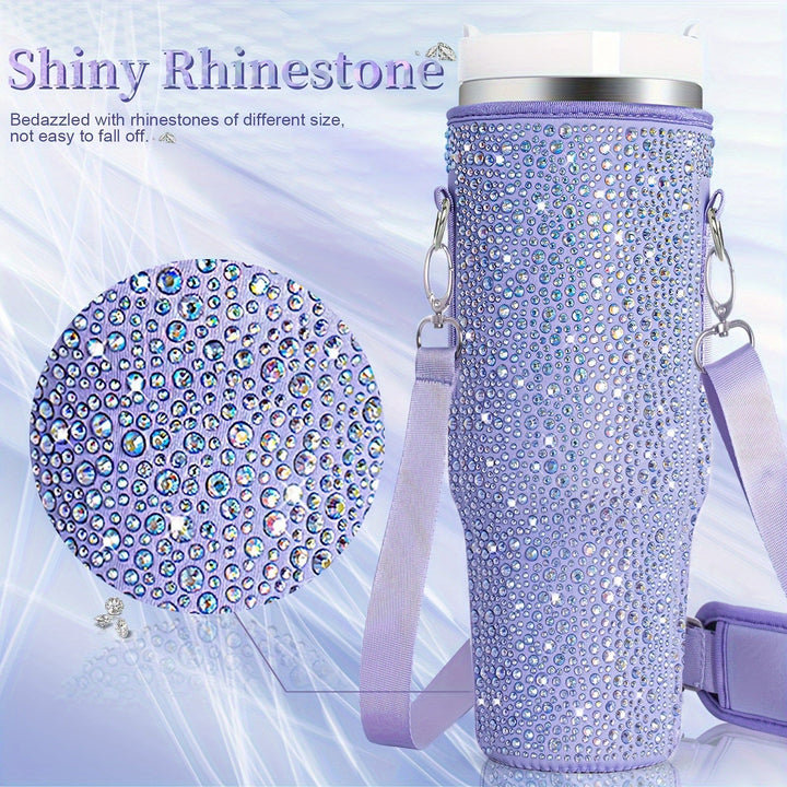 Modern women's insulated drink bottle and an accessory carry bag for keys and essentials.