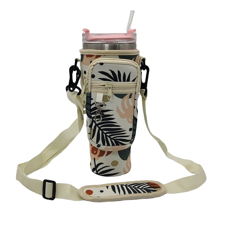 Insulated water bottle, 1200ml, for women, with a zippered carry bag and sturdy handle.