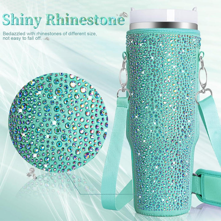 Women's hydration solution: sleek insulated bottle with multi-functional carry bag, travel-ready.