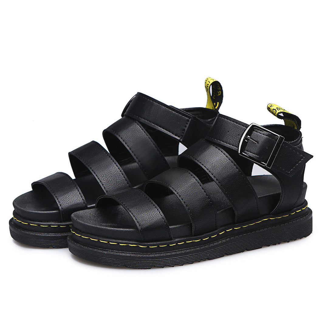 Elegant women's platform sandals, triple strap, secure ankle buckle. Perfect for any summer occasion.