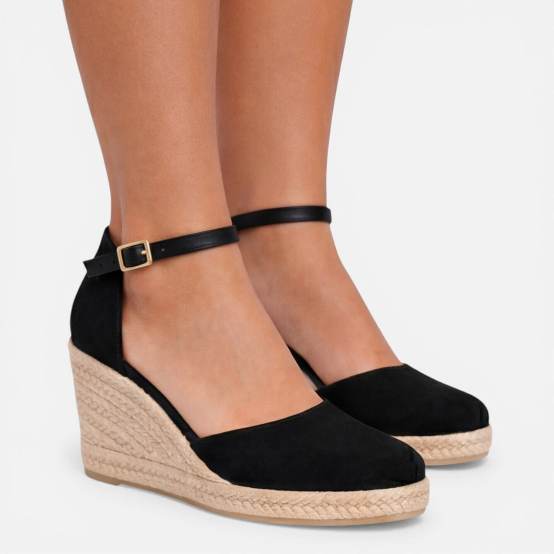 Women's platform wedge espadrille sandals with ankle strap, ideal for summer casual wear.