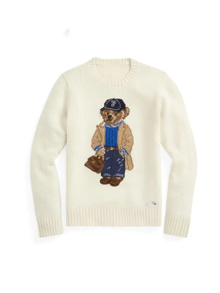 Cute women's bear sweater. Playful design, soft fabric, ideal for cozy casual wear & winter comfort.