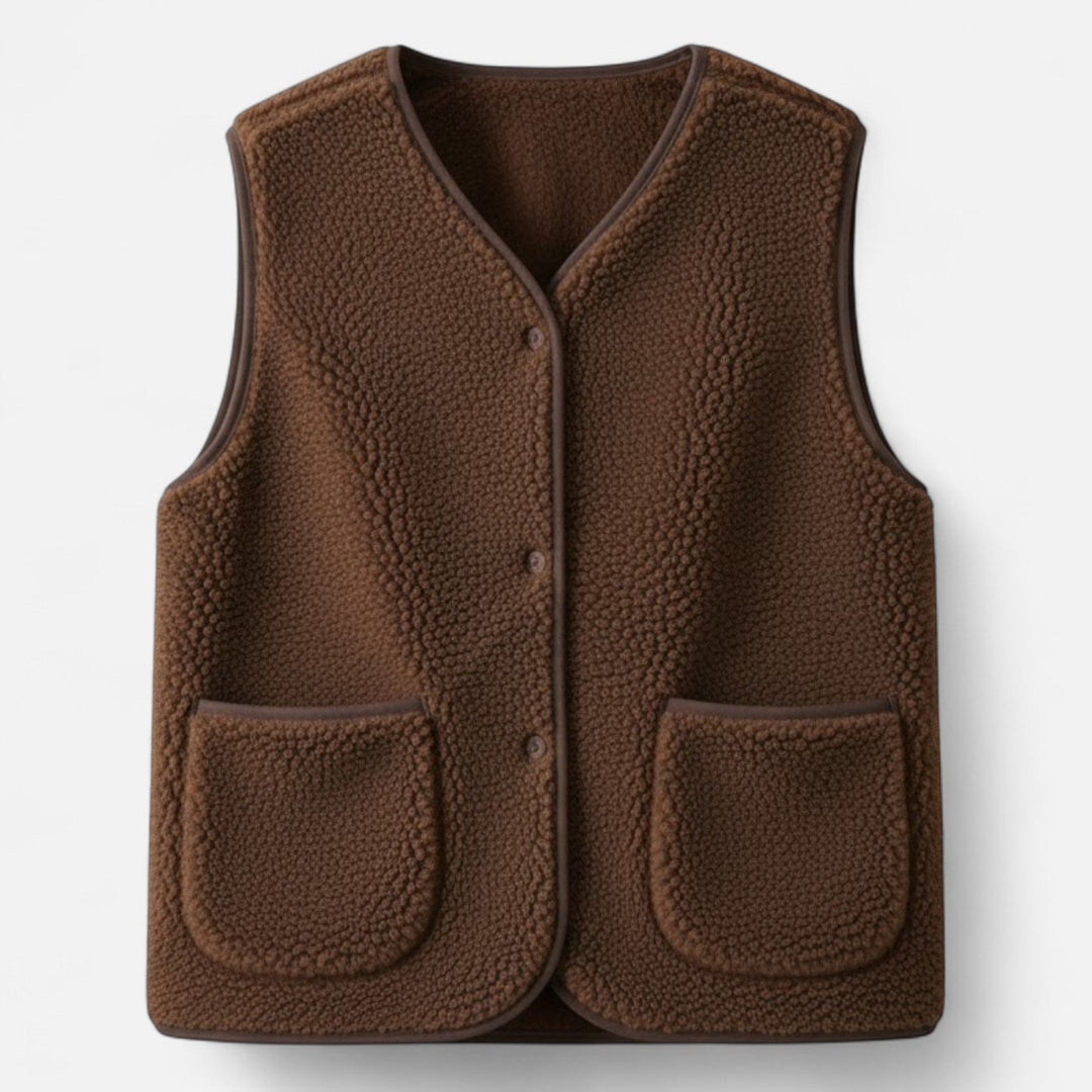 Close-up of the luxurious texture of the women's cashmere-blend vest.