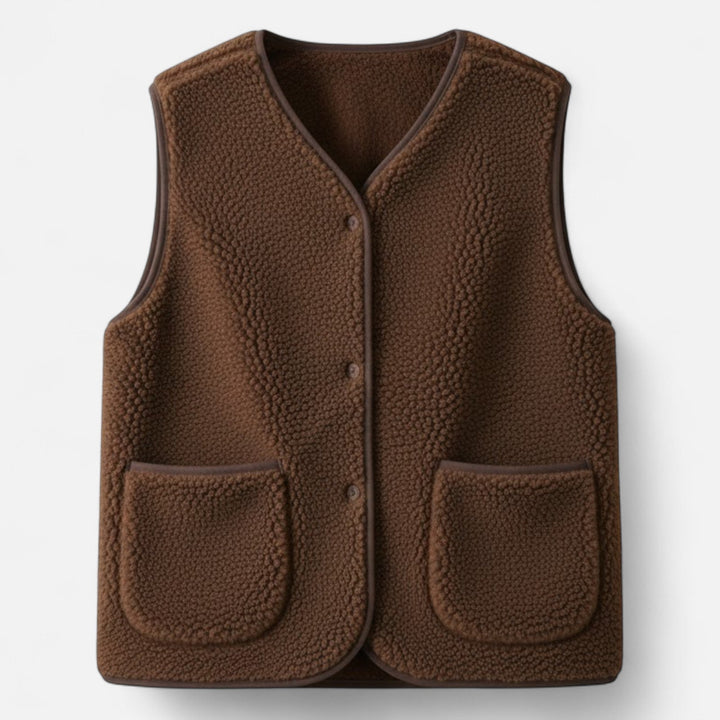 Close-up of the luxurious texture of the women's cashmere-blend vest.
