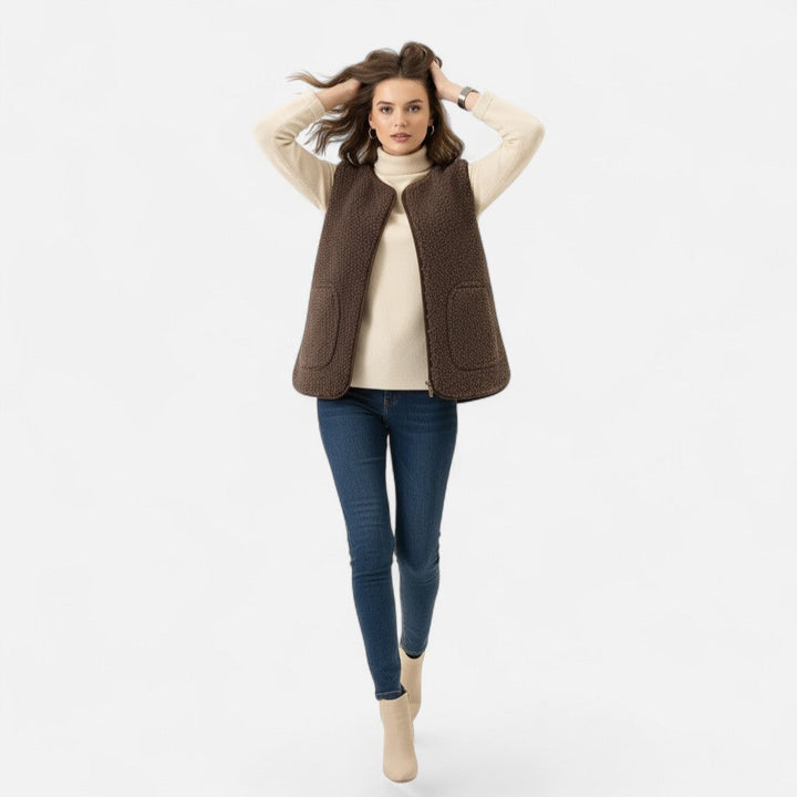 Versatile women's vest made from a soft, cozy cashmere blend.
