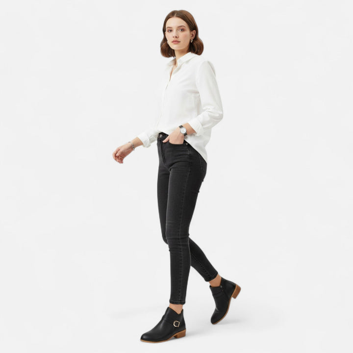 Sophisticated women's pointed-toe ankle boots. Features stylish buckle, perfect for formal & casual wear.
