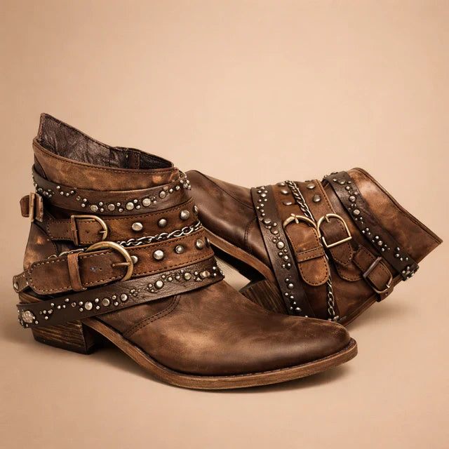 Women's pointed toe western cowboy boots in tan leather for stylish adventures.