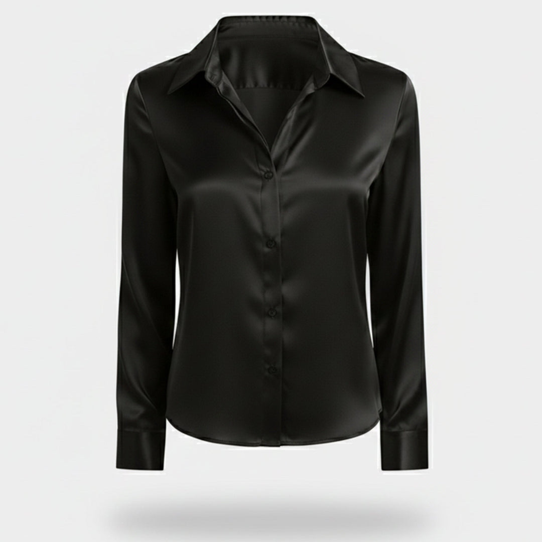 Professional women's workwear button-down shirt, a stylish and elegant long sleeve top for business.