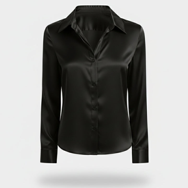 Professional women's workwear button-down shirt, a stylish and elegant long sleeve top for business.