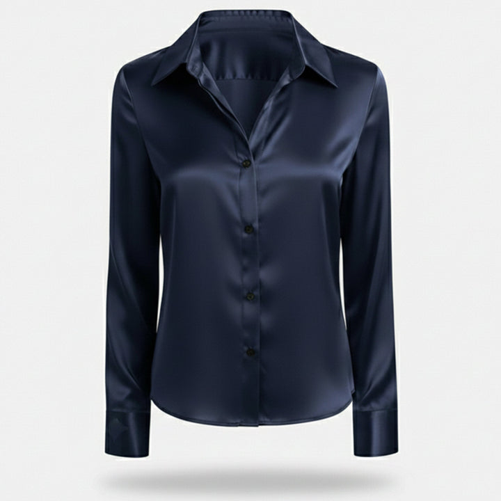 Professional women's long sleeve button-down workwear shirt, ideal for a polished and elegant office look.