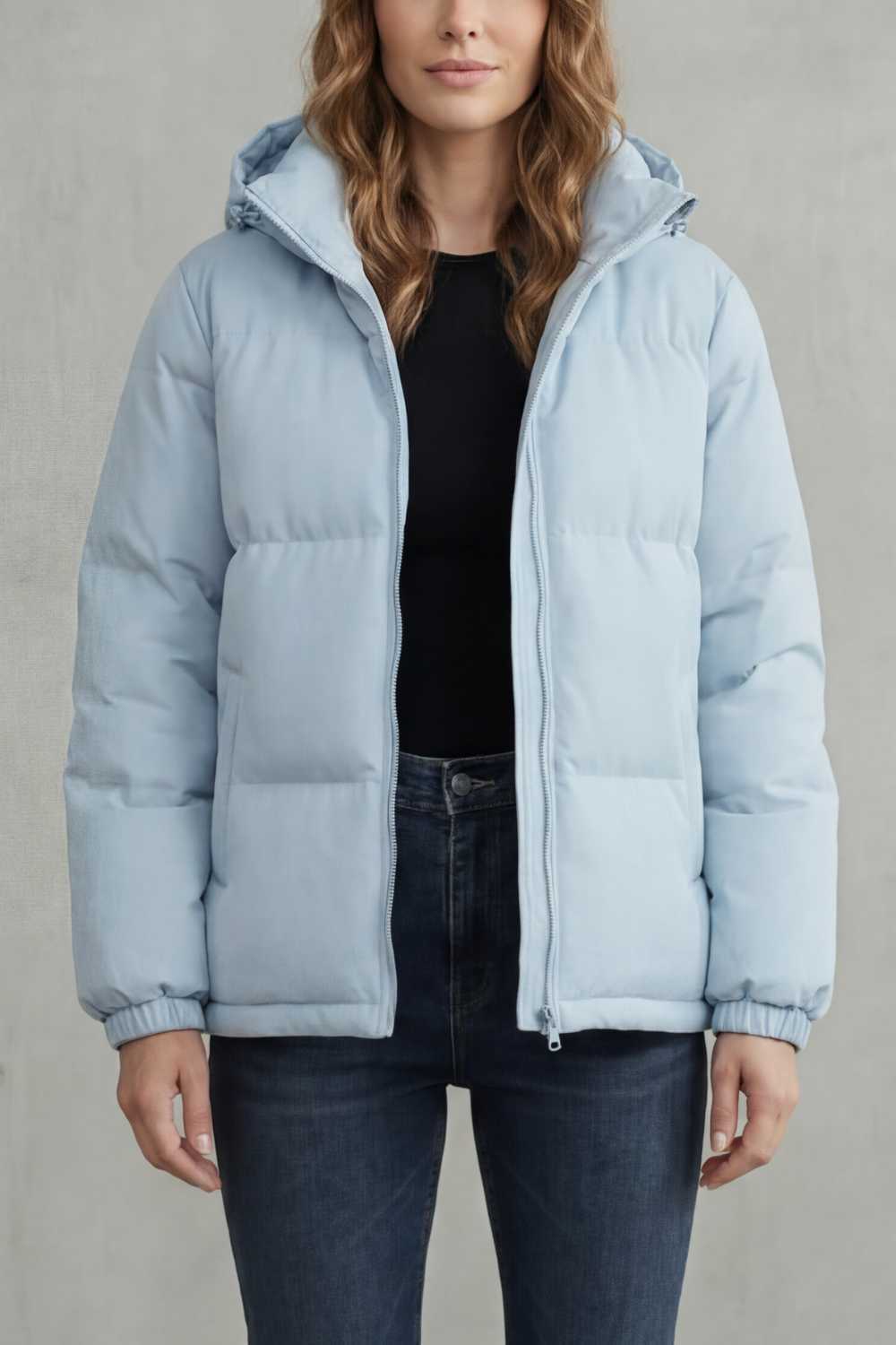 Women's premium quilted hooded puffer jacket, perfect for winter warmth & style.