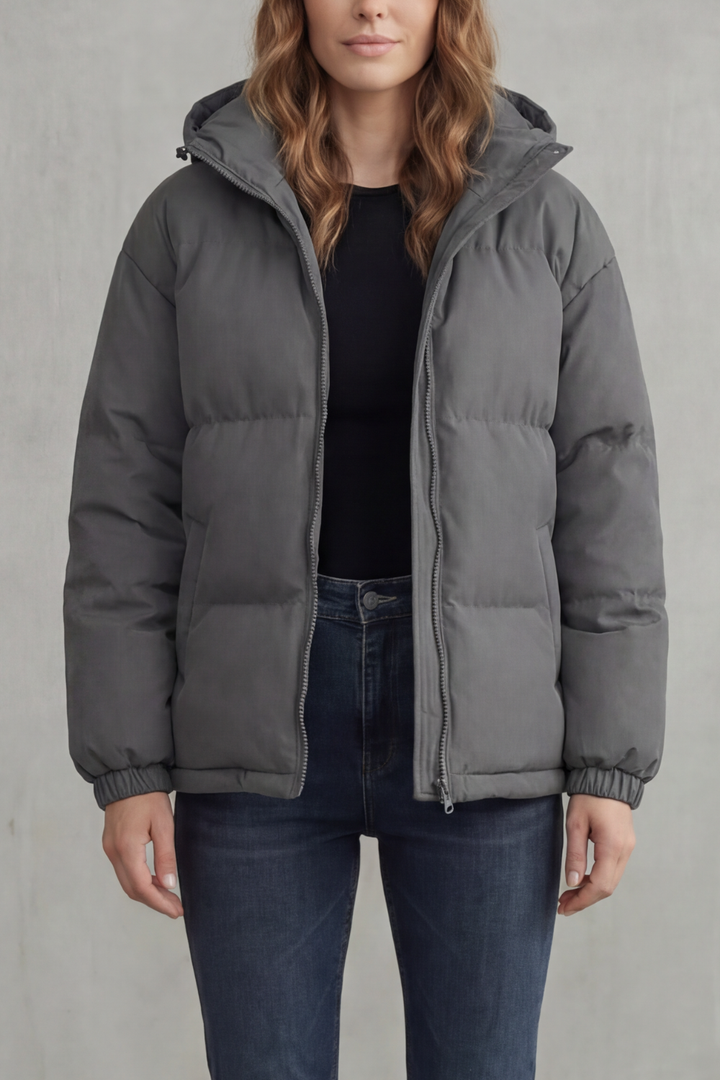 Women's premium quilted hooded puffer jacket. Lightweight, warm, and stylish for winter & everyday wear.