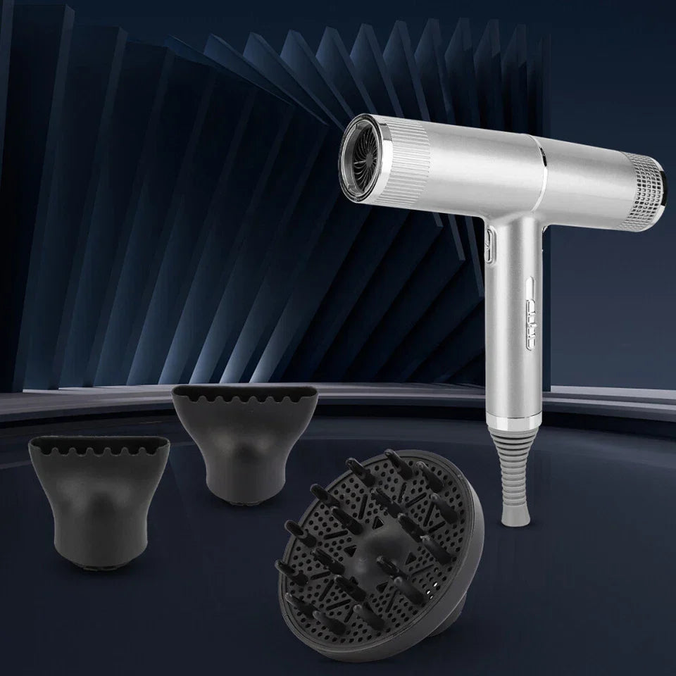 Professional ionic ceramic hair dryer, emphasizing its advanced technology for smooth, shiny hair.
