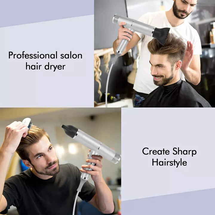 Ionic hair dryer with multiple heat settings, offering precise frizz control for smooth, sleek hair.