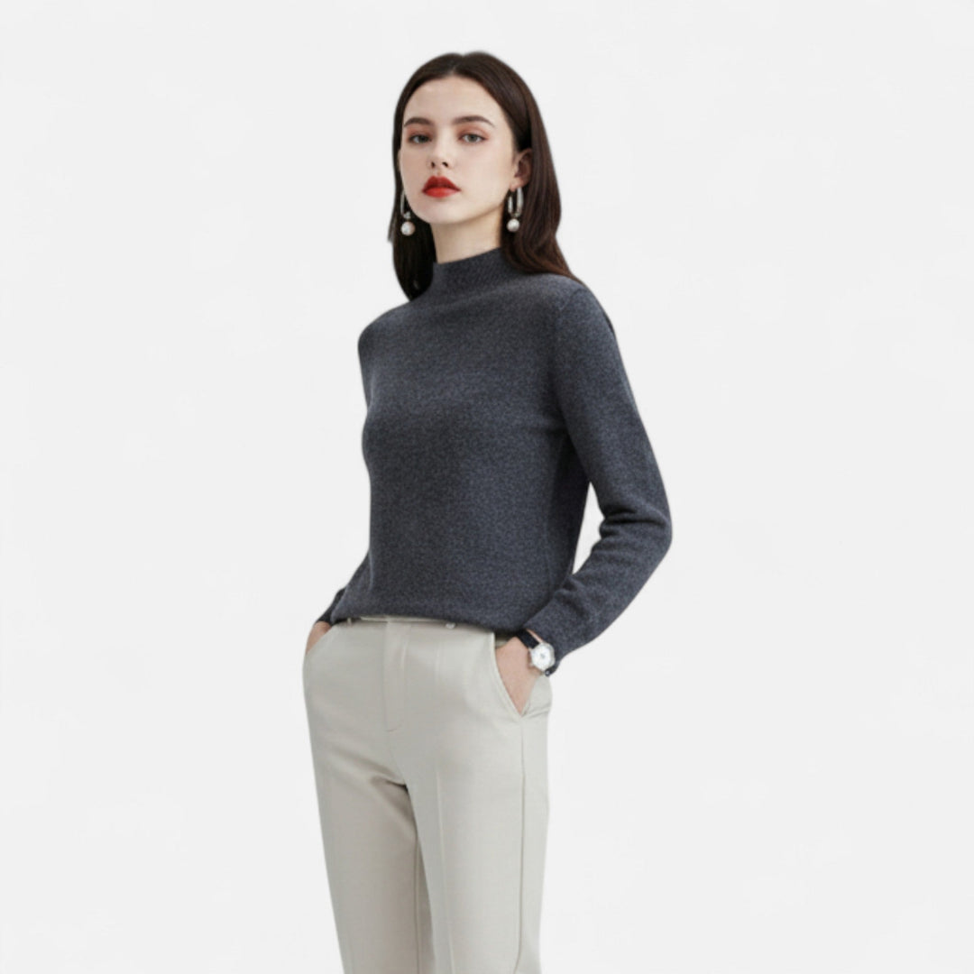 Cozy pure wool half-neck sweater for women, perfect for winter fashion and fall style