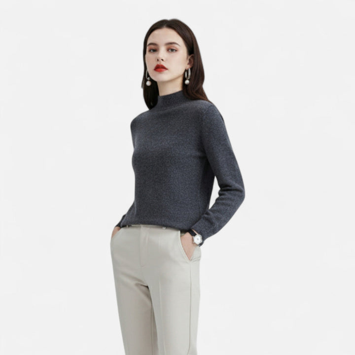 Cozy pure wool half-neck sweater for women, perfect for winter fashion and fall style