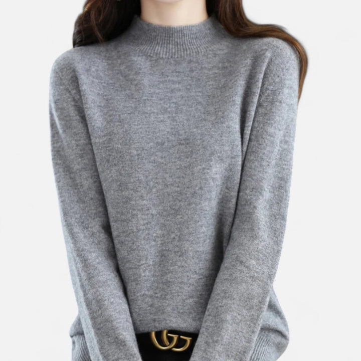Versatile women's wool sweater with a stylish half-neck design, a wardrobe essential