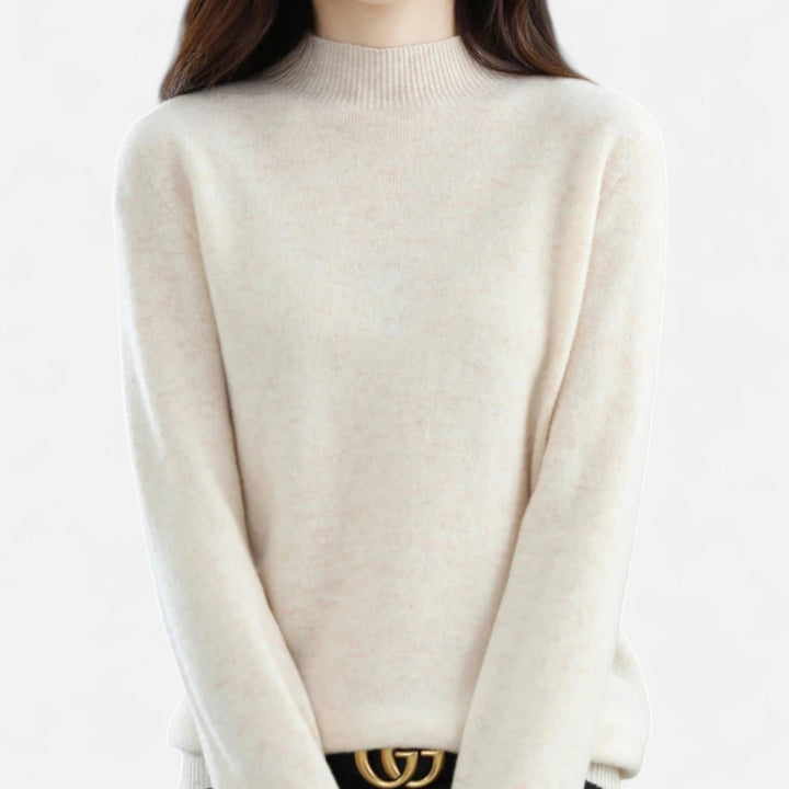 Timeless women's pure wool half-neck sweater, blending classic style with modern comfort