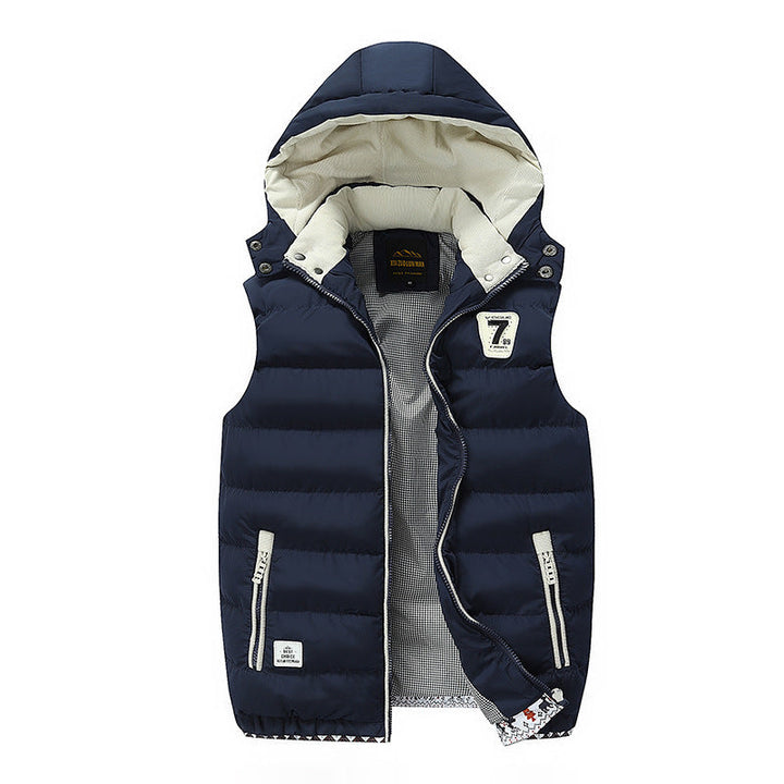 Detail shot of the hood on a women's quilted vest, offering extra warmth and style