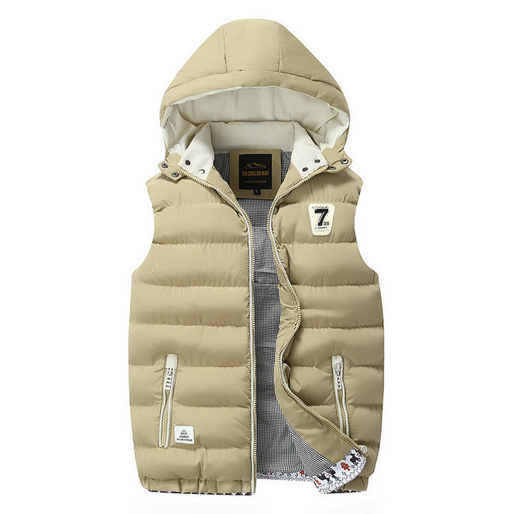 Women's quilted hooded vest in a vibrant red color, perfect for spring fashion